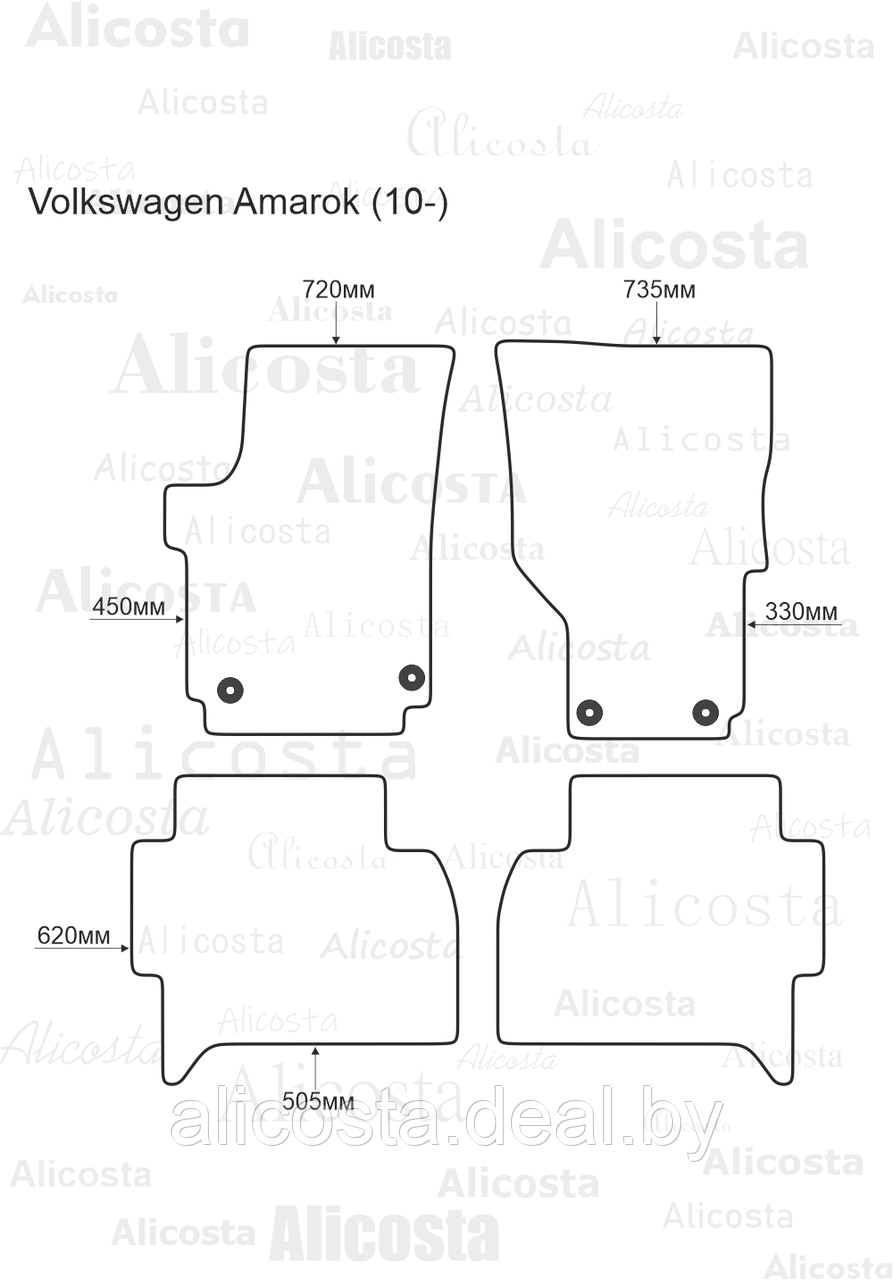 Ворсовые автоковрики Volkswagen Amarok (10-) Салон, Standart, Черный - фото 1 - id-p199196089