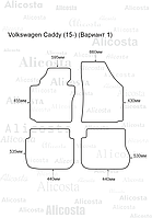 ЭВА автоковрики Volkswagen Caddy (15-) (Вариант 1) Салон, Шестиугольник, Черный