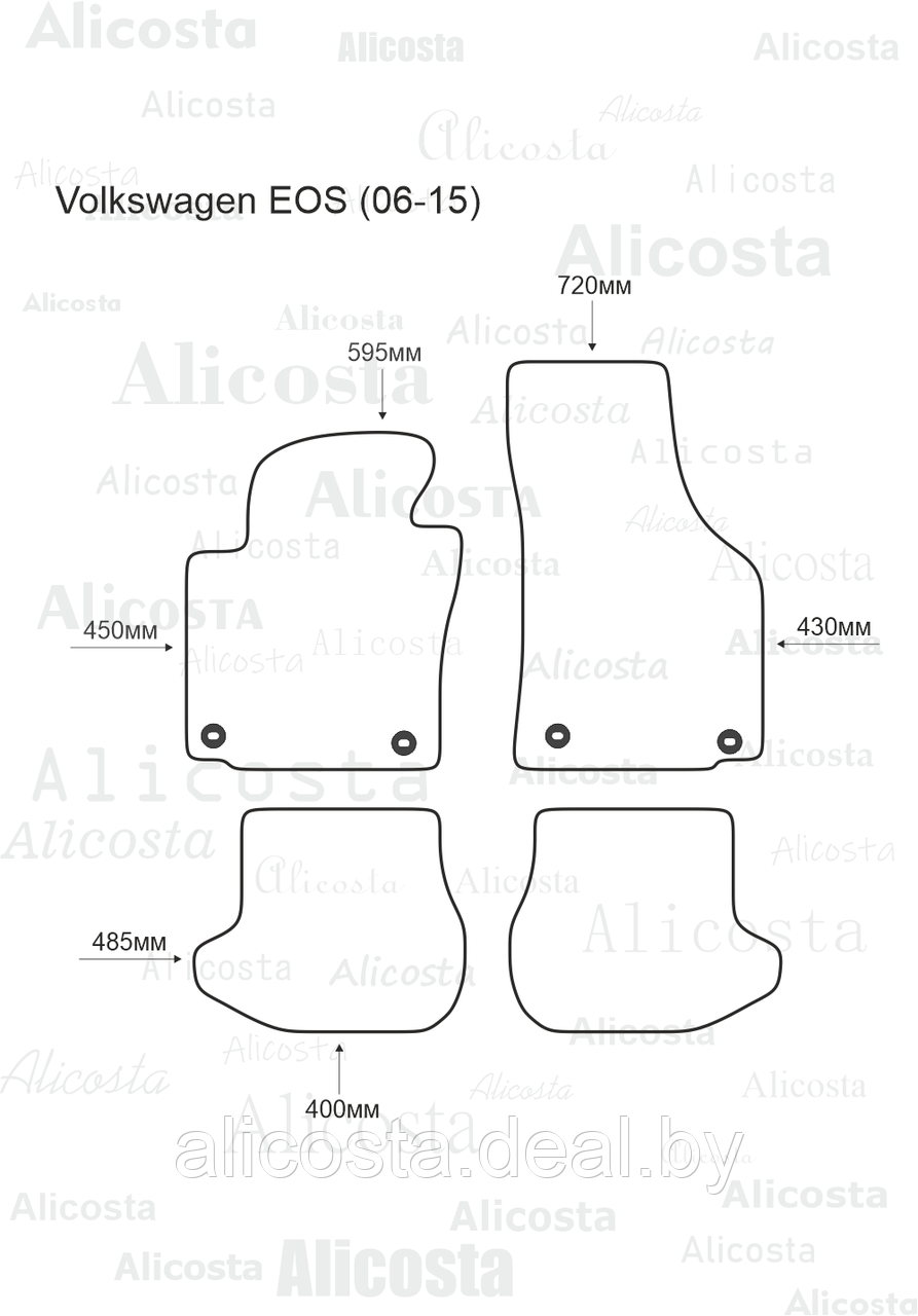 Ворсовые автоковрики Volkswagen EOS (06-15) Салон, Standart, Черный - фото 1 - id-p199196171