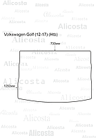 Ворсовый автоковрик Volkswagen Golf (12-17) (Htb) Багажник, Premium, Черный