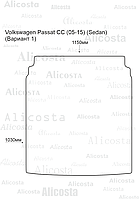 Ворсовый автоковрик Volkswagen Passat CC (05-15) (Sedan) Багажник (Вариант 1), Premium, Черный