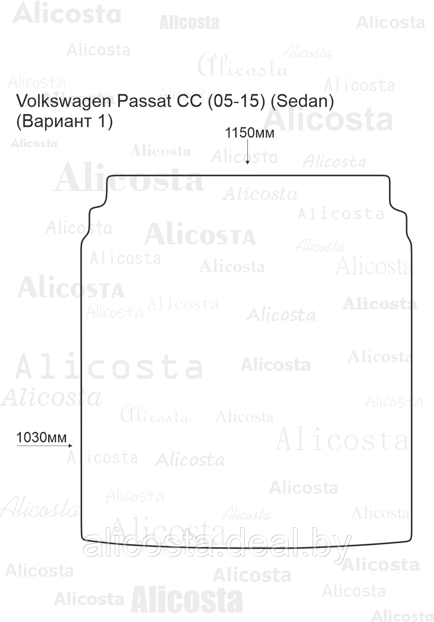 Ворсовый автоковрик Volkswagen Passat CC (05-15) (Sedan) Багажник (Вариант 1), Premium, Черный - фото 1 - id-p199196556