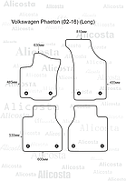 ЭВА автоковрики Volkswagen Phaeton (02-16) (Long) Салон, Шестиугольник, Серый