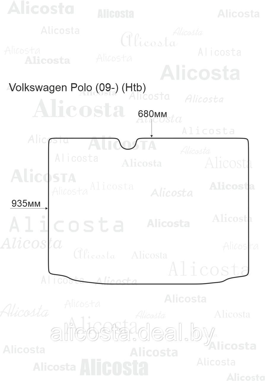 Ворсовый автоковрик Volkswagen Polo (09-) (Htb) Багажник, Premium, Черный - фото 1 - id-p199196610