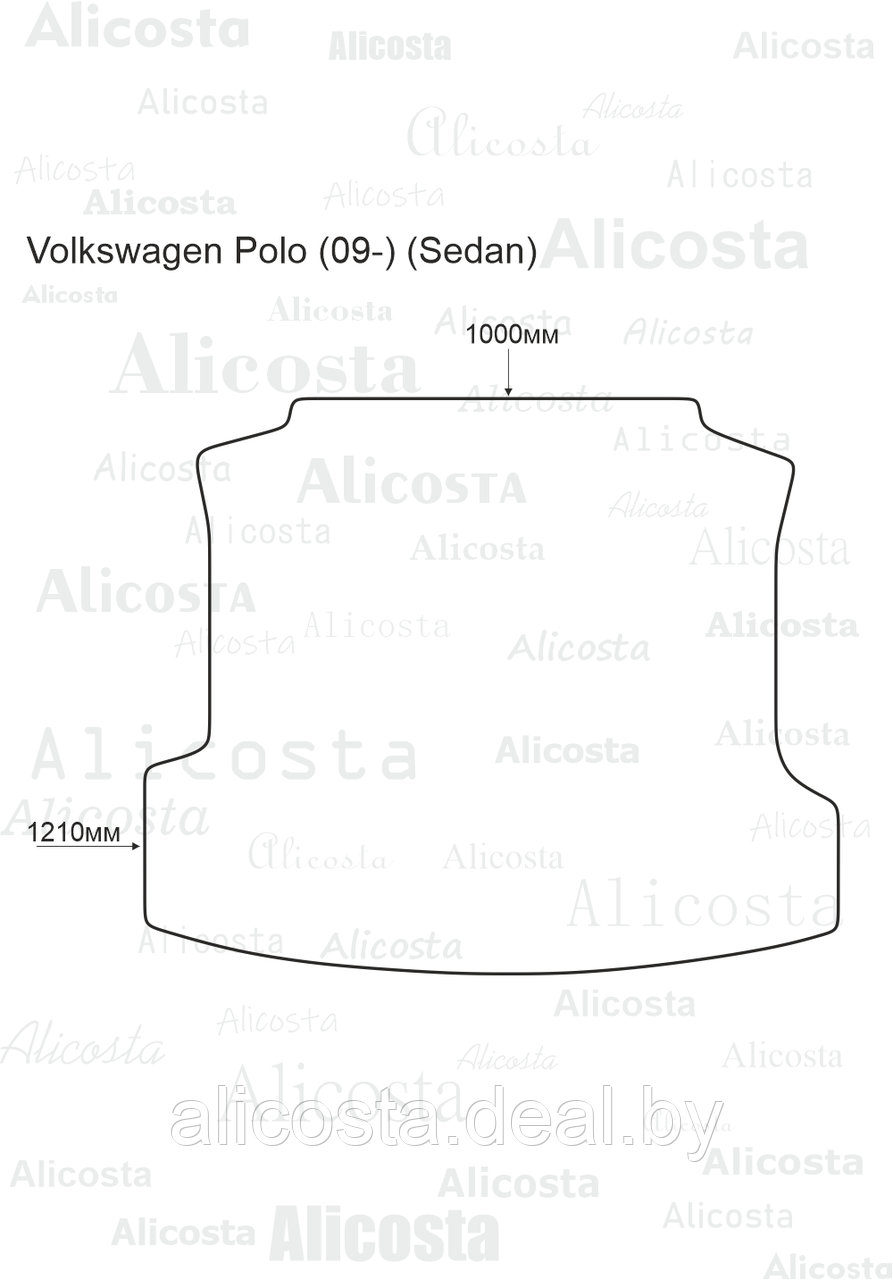 Ворсовый автоковрик Volkswagen Polo (09-) (Sedan) Багажник, Premium, Черный - фото 1 - id-p199196629