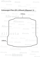 Ворсовый автоковрик Volkswagen Polo (20-) (liftback) Багажник (Вариант 1), Premium, Черный