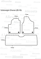 ЭВА автоковрики Volkswagen Sharan (95-10) Салон, Ромб, Серый