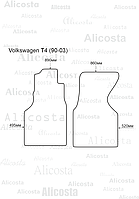 Ворсовые автоковрики Volkswagen T4 (90-03) Салон, Premium, Черный