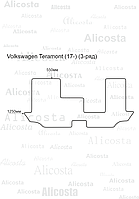 Ворсовый автоковрик Volkswagen Teramont (17-) (3-ряд), Premium, Черный