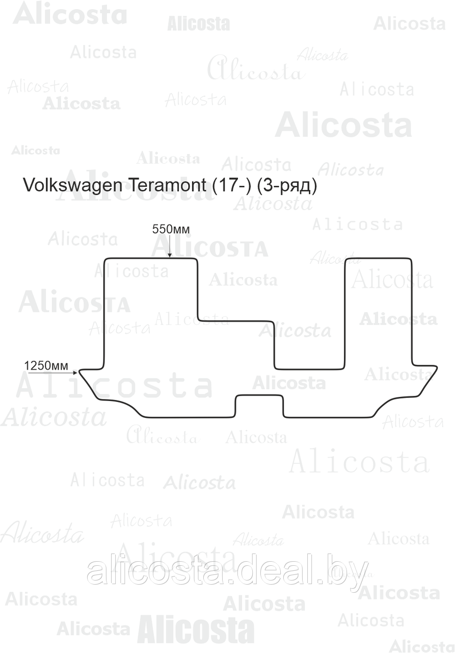 Ворсовый автоковрик Volkswagen Teramont (17-) (3-ряд), Premium, Черный - фото 1 - id-p199196755