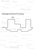 Ворсовый автоковрик Volkswagen Teramont (17-) (3-ряд), Standart, Черный