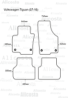 ЭВА автоковрики Volkswagen Tiguan (07-16) Салон, Шестиугольник, Черный