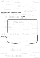 Ворсовый автоковрик Volkswagen Tiguan (07-16) Багажник, Premium, Черный