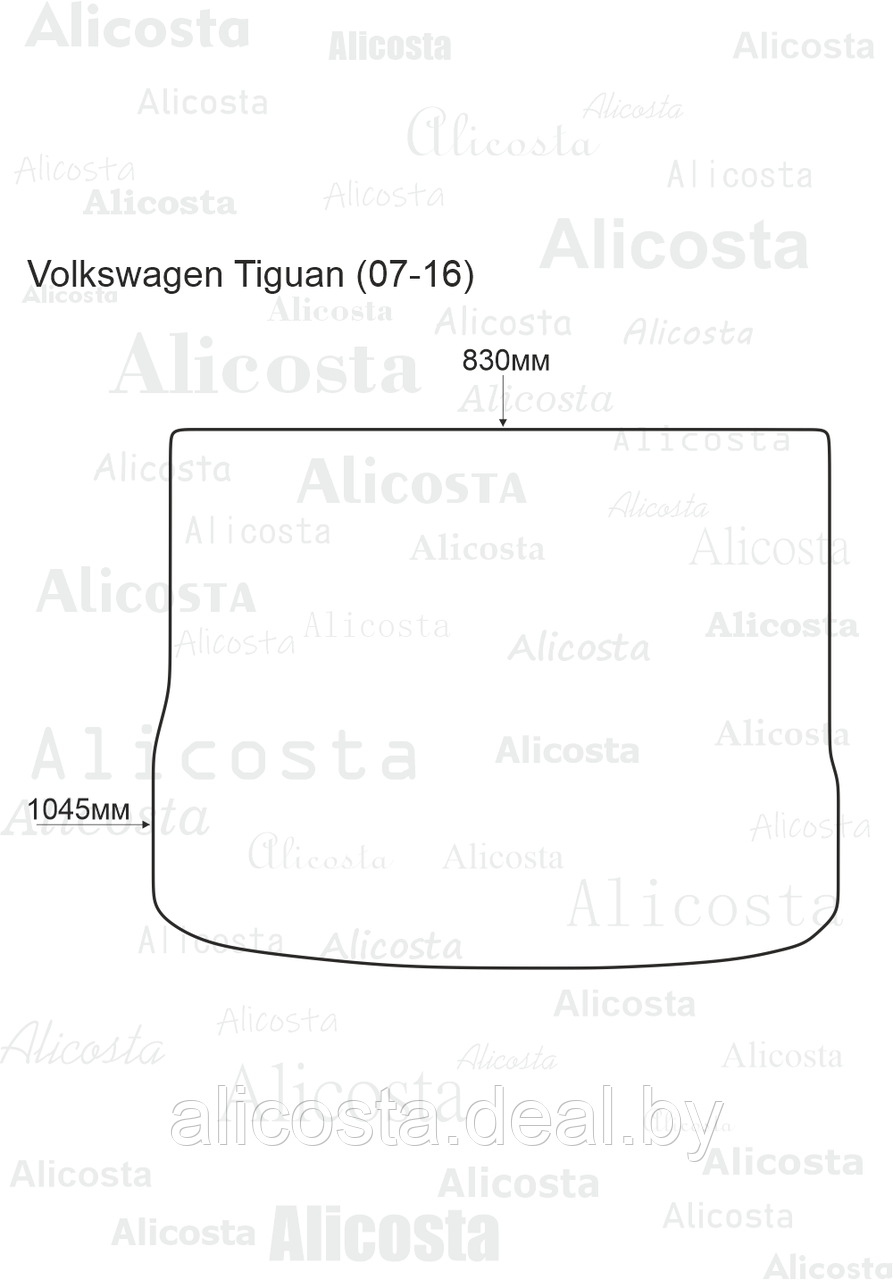 Ворсовый автоковрик Volkswagen Tiguan (07-16) Багажник, Standart, Черный - фото 1 - id-p199196793