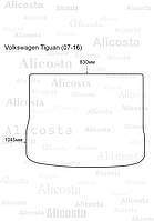 ЭВА автоковрик Volkswagen Tiguan (07-16) Багажник, Шестиугольник, Черный
