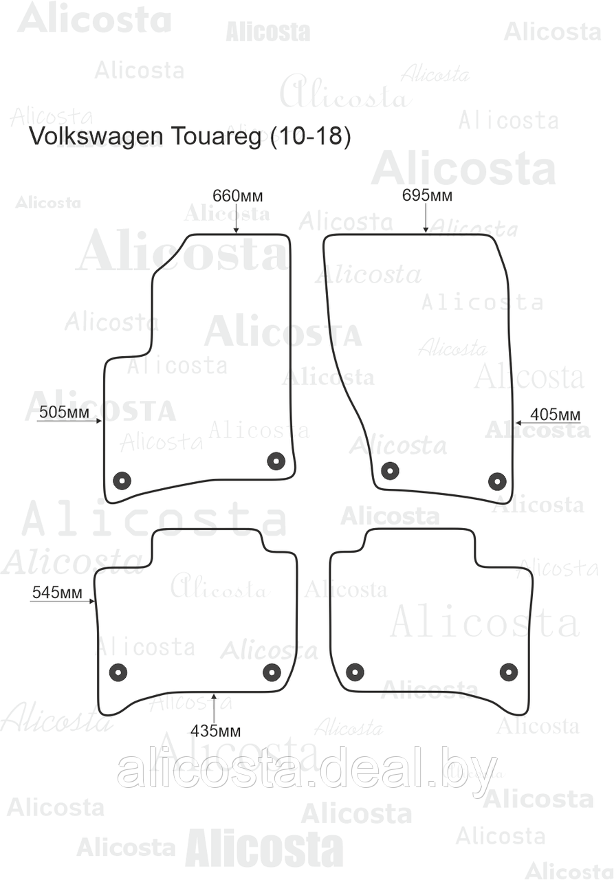 ЭВА автоковрики Volkswagen Touareg (10-18) Салон, Ромб, Черный - фото 1 - id-p199196833