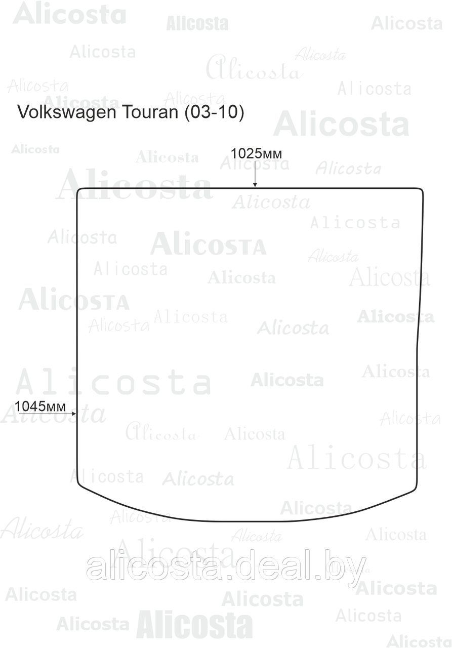 Ворсовый автоковрик Volkswagen Touran (03-10) Багажник, Premium, Черный - фото 1 - id-p199196880