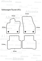 Ворсовые автоковрики Volkswagen Touran (15-) Салон, Premium, Черный