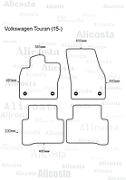 Ворсовые автоковрики Volkswagen Touran (15-) Салон, Standart, Черный