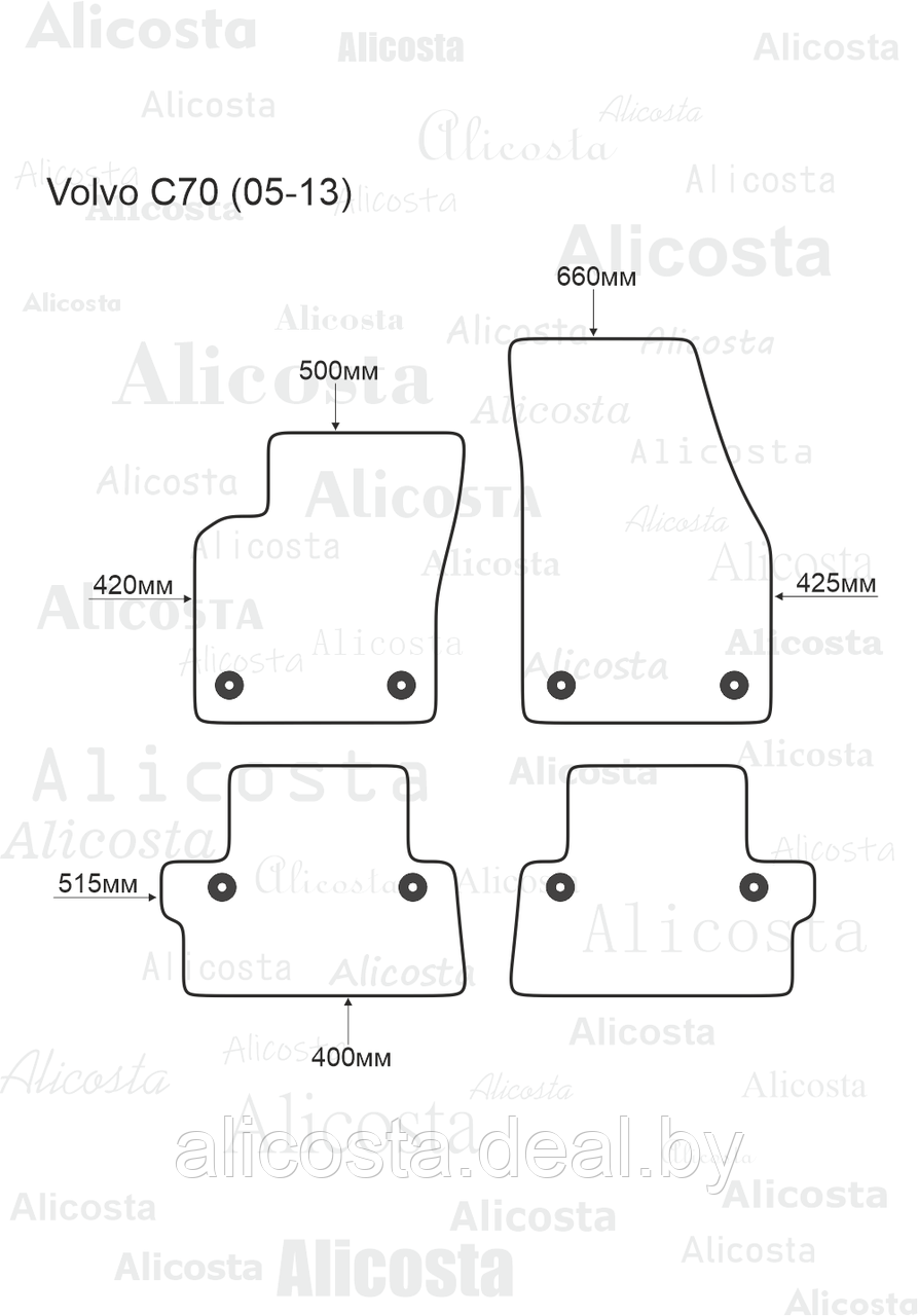 ЭВА автоковрики Volvo C70 (05-13) Салон, Шестиугольник, Черный - фото 1 - id-p199196956