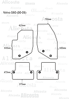 ЭВА автоковрики Volvo S60 (00-09) Салон, Шестиугольник, Черный