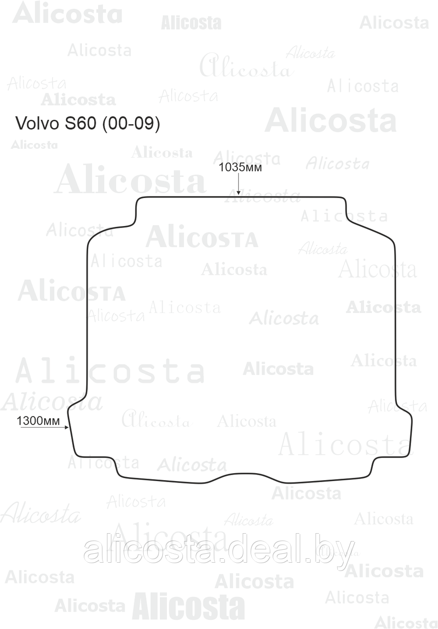 Ворсовый автоковрик Volvo S60 (00-09) Багажник, Premium, Черный - фото 1 - id-p199196997