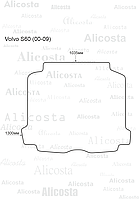 Ворсовый автоковрик Volvo S60 (00-09) Багажник, Standart, Черный