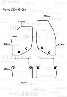 Ворсовые автоковрики Volvo S80 (98-06) Салон, Standart, Серый