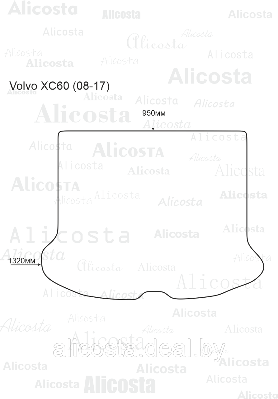 ЭВА автоковрик Volvo XC60 (08-17) Багажник, Шестиугольник, Черный - фото 1 - id-p199197217
