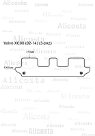 ЭВА автоковрик Volvo XC90 (02-14) (3-ряд), Шестиугольник, Черный