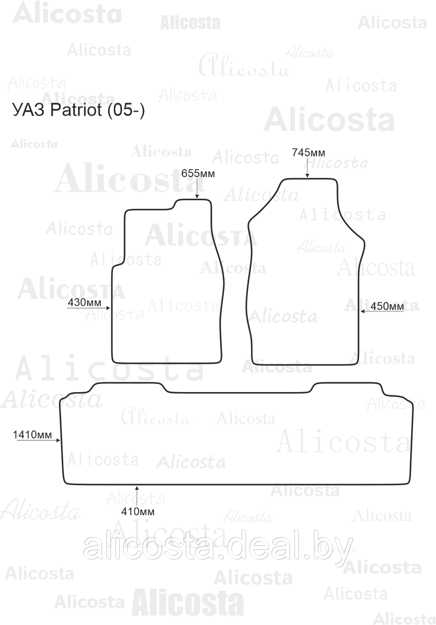 Ворсовые автоковрики УАЗ Patriot (05-) Салон, Standart, Черный - фото 1 - id-p199197332