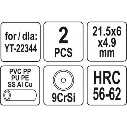 Ролики отрезные 21.5x6x4.9мм. для трубореза YT-22344 (2шт) "Yato" YT-22345, фото 2
