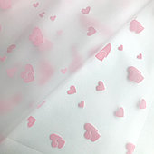 Матовая прозрачная пленка "Сердечки", розовый, 50 см*9 м