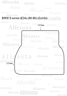 Ворсовый автоковрик BMW 5-series (E34) (88-96) (Combi) Багажник, Standart, Черный