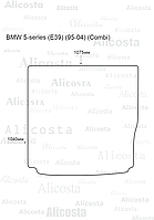 Ворсовый автоковрик BMW 5-series (E39) (95-04) (Combi) Багажник, Standart, Черный