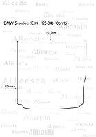 ЭВА автоковрик BMW 5-series (E39) (95-04) (Combi) Багажник, Ромб, Серый