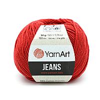 Пряжа YarnArt 'Jeans' 50гр 160м (55% хлопок, 45% полиакрил) (90 красный)