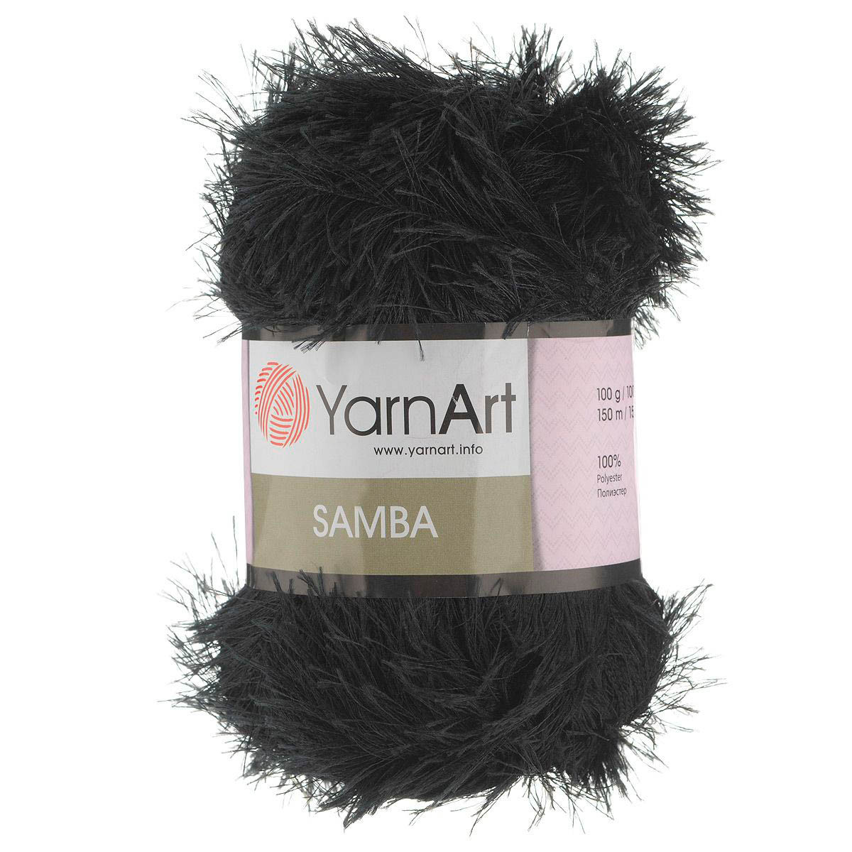 Пряжа YarnArt 'Samba' травка 100гр 150м (100% полиэстер) (02 черный) - фото 1 - id-p199377527