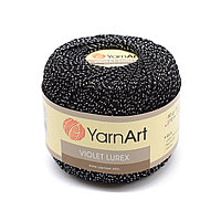 Пряжа YarnArt 'Violet Lurex' 50гр 282м (96% мерсеризованный хлопок, 4% металлик) (1999 черный/серебро)