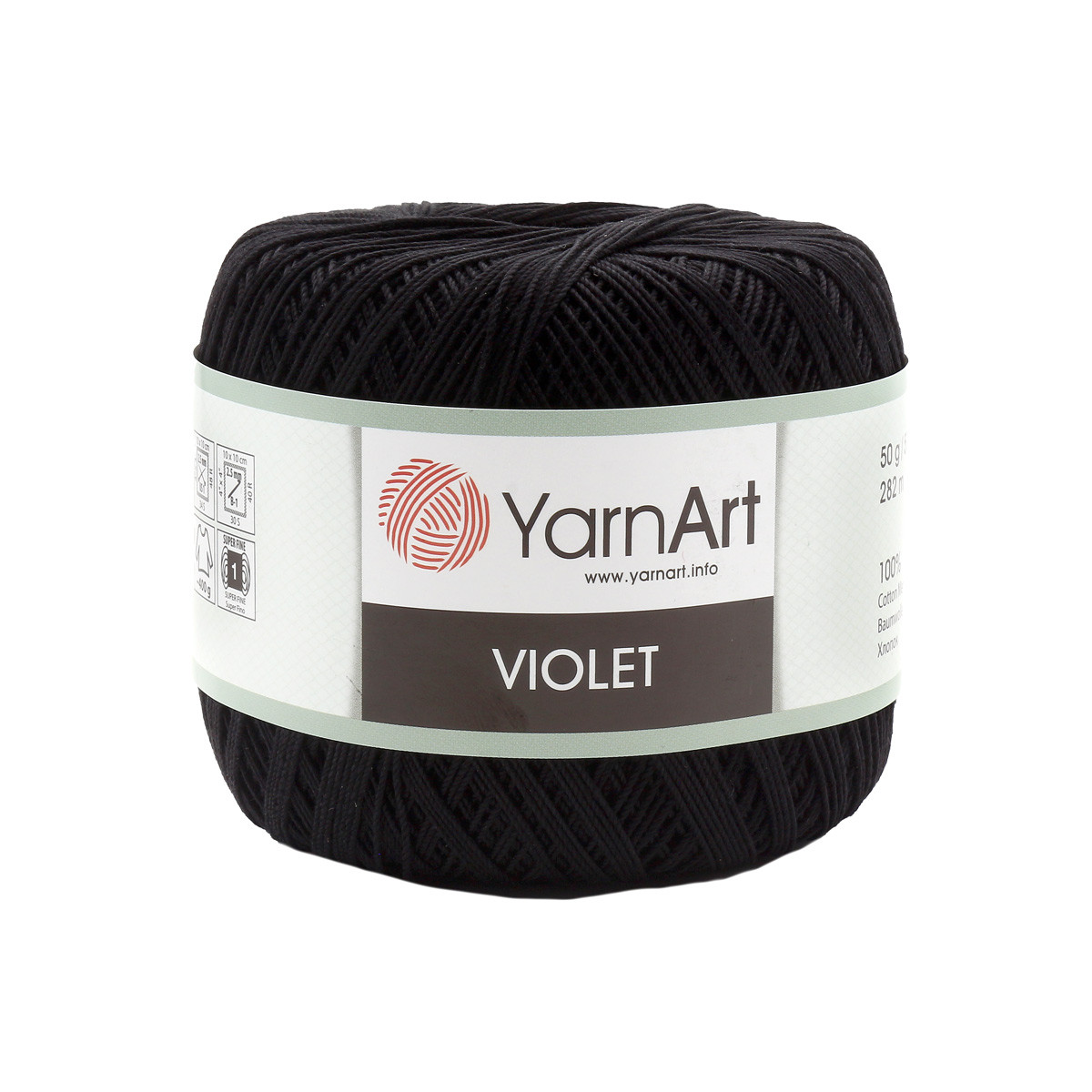 Пряжа YarnArt 'Violet' 50гр 282м (100% мерсеризованный хлопок) (999 черный)