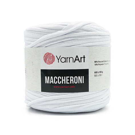 Пряжа YarnАrt 'Maccheroni' 600гр +/-100 (90% восстановленный хлопок, 10% полиэстер) (1 белоснежно-белый), фото 2