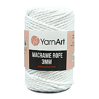 Пряжа YarnArt 'Macrame Rope 3мм' 250гр 63м (60% хлопок, 40% вискоза и полиэстер) (751 белоснежно-белый)