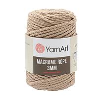 Пряжа YarnArt 'Macrame Rope 3мм' 250гр 63м (60% хлопок, 40% вискоза и полиэстер) (768 кофе с молоком)