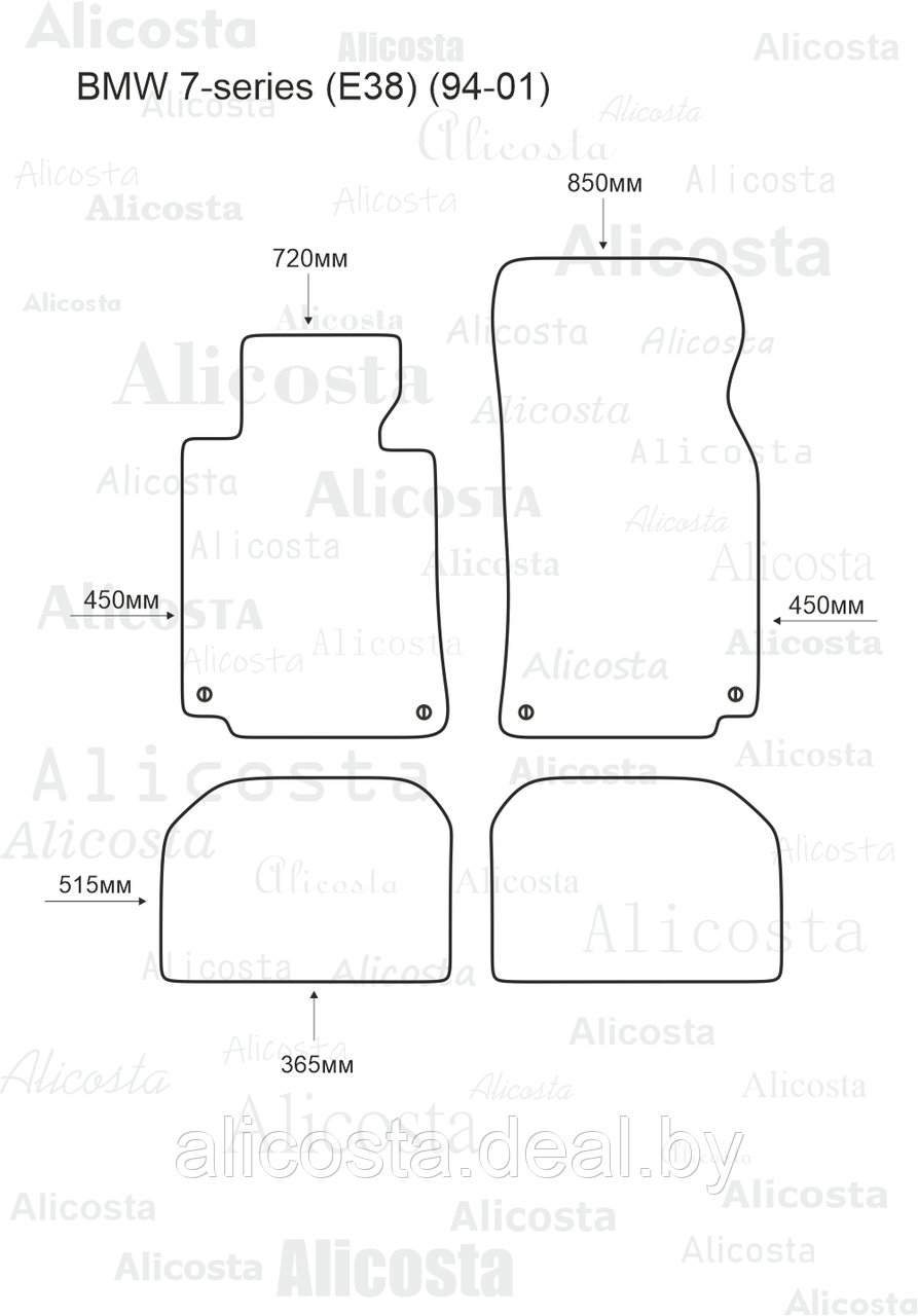 Ворсовые автоковрики BMW 7-series (E38) (94-01) Салон, Standart, Черный - фото 1 - id-p199176195