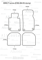 Ворсовые автоковрики BMW 7-series (E38) (94-01) (Long) Салон, Standart, Черный