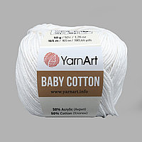 Пряжа YarnArt 'Baby Cotton' 50гр 165м (50% хлопок, 50% акрил) (400 белый)