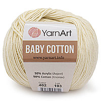 Пряжа YarnArt 'Baby Cotton' 50гр 165м (50% хлопок, 50% акрил) (402 молочный)