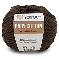 Пряжа YarnArt 'Baby Cotton' 50гр 165м (50% хлопок, 50% акрил) (408 молочный шоколад)