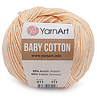 Пряжа YarnArt 'Baby Cotton' 50гр 165м (50% хлопок, 50% акрил) (411 светло-розовый)