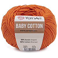 Пряжа YarnArt 'Baby Cotton' 50гр 165м (50% хлопок, 50% акрил) (421 оранжевый)